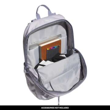 Adidas Excel Backpack - Durable Large Athletic Student Laptop Book Bag in Silver Dawn Grey
