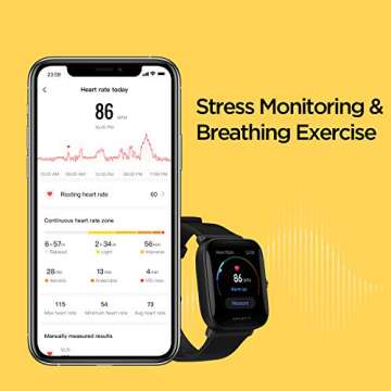 Amazfit Bip U Pro Smart Watch with Alexa Built-In for Men Women, GPS Fitness Tracker with 60+ Sport Modes, Blood Oxygen Heart Rate Sleep Monitor, 5 ATM Water Resistant, for iPhone Android(Black)