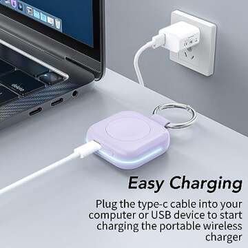 Portable Travel Charger for Apple Watch Series 8,Wireless iWatch Charger 1200mAh Power Bank with Charging Cable, Purse Keychain Smart Watch Charger for Apple Watch Series 10/9/8/7/6/SE/5/4/3/2/1/UItra