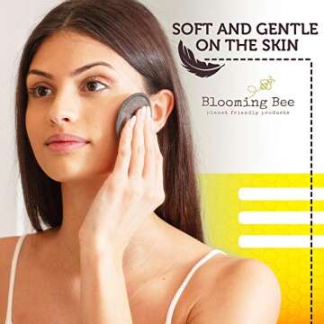 BLOOMING BEE 12 Charcoal Bamboo Reusable Makeup Remover Pads with Laundry Bag (+ 100% Biodegradable Cotton Bamboo Earbuds 100 pcs)|Planet Friendly Reusable Face Rounds Made from Bamboo and Cotton