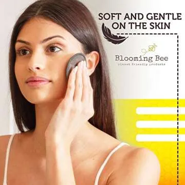 BLOOMING BEE 12 Charcoal Bamboo Reusable Makeup Remover Pads with Laundry Bag (+ 100% Biodegradable Cotton Bamboo Earbuds 100 pcs)|Planet Friendly Reusable Face Rounds Made from Bamboo and Cotton
