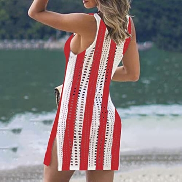GOWONE Women Sleeveless Patriotic Cover Up Beach Dress