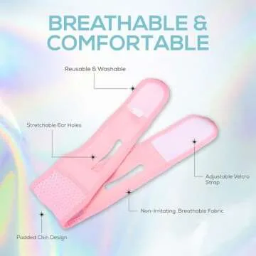 Venus Visage V Line Chin Strap - Reusable Face Lift Mask for Jaw Line Definition - Visually Sculpts Double Chin - Face Lifting Jawline Sculpter (Pink)