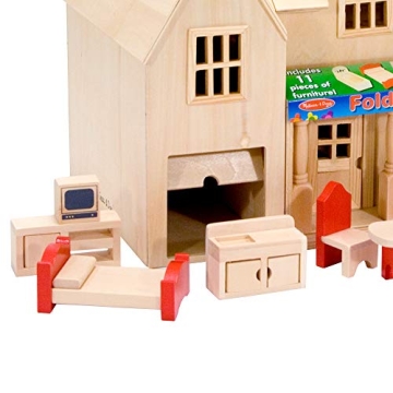 Melissa & Doug Fold & Go Wooden Dollhouse with Accessories