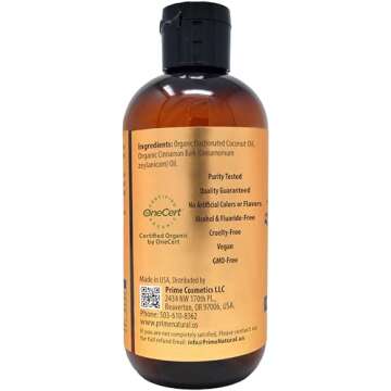 Oil Pulling with Organic Coconut & Organic Cinnamon Bark Oil 8oz - Natural Oral Care & Teeth Whiteni...