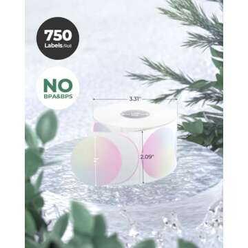 MUNBYN 2 Inch Circle Thermal Sticker Labels, Direct Round Thermal Labels for Logo Design, Small Busi...