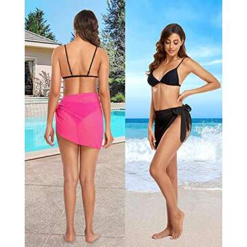 Holipick Sarong Cover Up Wrap Skirt Bathing Suit Sheer Swimsuit Sarong for Beach Chiffon Coverup