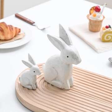 FESTGLOX Vintage Wooden Easter Bunny Decor for Home