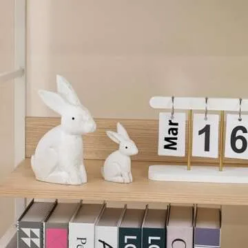FESTGLOX Vintage Wooden Easter Bunny Decor for Home