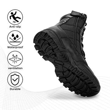 WIDEWAY Men's 8 inch Tactical Boots Outdoor Working Boots Lightweight Military Desert Boots for Hiking Combat