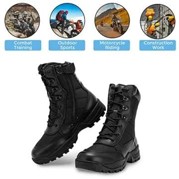 WIDEWAY Men's 8 inch Tactical Boots Outdoor Working Boots Lightweight Military Desert Boots for Hiking Combat