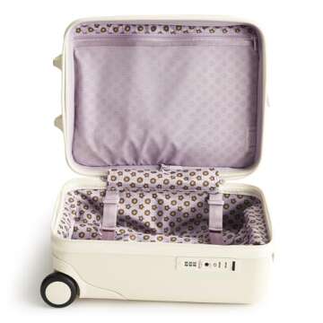 Vera Bradley Women's Hardside Luggage 17 Inch Adair Underseat Roller, Cottage Cream, One Size