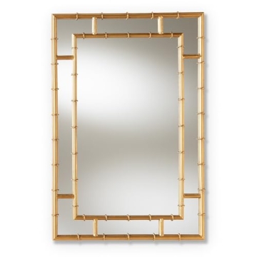 Baxton Studio Adra Wall Mirror, Metal, 32.25-inch H x 21.5-inch W x 1.26-inch D (150-8891-HiT)