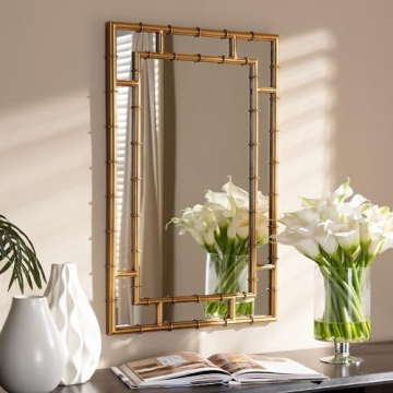 Baxton Studio Adra Wall Mirror, Metal, 32.25-inch H x 21.5-inch W x 1.26-inch D (150-8891-HiT)