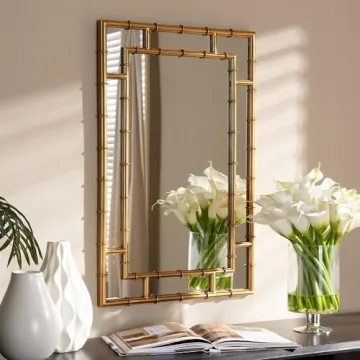 Baxton Studio Adra Wall Mirror, Metal, 32.25-inch H x 21.5-inch W x 1.26-inch D (150-8891-HiT)