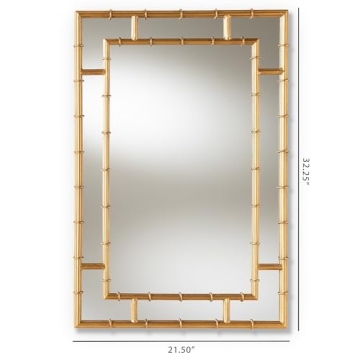 Baxton Studio Adra Wall Mirror, Metal, 32.25-inch H x 21.5-inch W x 1.26-inch D (150-8891-HiT)
