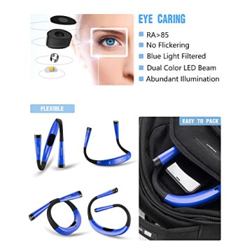 Glocusent Book Light - 3 Colors & 6 Brightness Levels