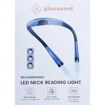 Glocusent Book Light - 3 Colors & 6 Brightness Levels