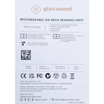 Glocusent Book Light - 3 Colors & 6 Brightness Levels