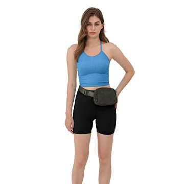 ODODOS Women's Crop 3-Pack Washed Seamless Rib-Knit Camisole Crop Tank Tops, Long Crop, Black Navy Blue, X-Small/Small