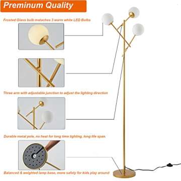 Elegant Fiqevs 3 Globe Mid Century Floor Lamp for Any Room