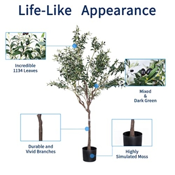 Realistic 6.4FT DIIGER Artificial Olive Tree for Home