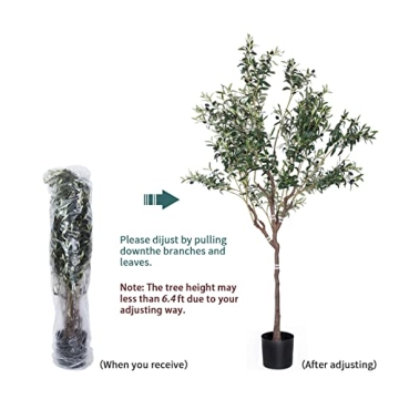 Realistic 6.4FT DIIGER Artificial Olive Tree for Home