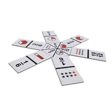 LEARNING ADVANTAGE The Original Fraction Dominoes | Homeschool Learning Fraction Game | 45 Dominoes | Math Manipulative for Kids | Teach Equivalents, Addition and Subtraction