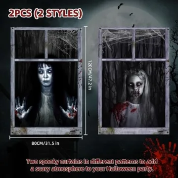 Halloween Ghost Curtain Decorations - 2 Pack