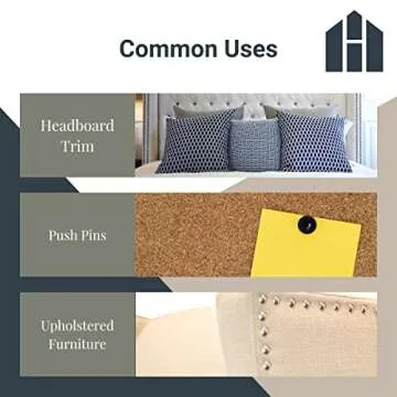 House2Home Upholstery Tacks for Furniture, 7/16" Upholstery Nail Heads for Furniture Trim, Decorative Nails for Wood and Upholstered Furniture, 100 Shiny Black Decorative Nail Heads, Nailhead Trim Kit