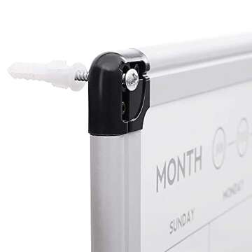 Amazon Basics 24" x 36" Monthly Whiteboard Calendar with Cork Board, Wall Mounted, Easy to Install, Silver Aluminum Frame