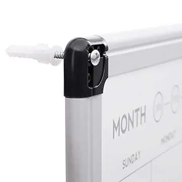 Amazon Basics 24" x 36" Monthly Whiteboard Calendar with Cork Board, Wall Mounted, Easy to Install, Silver Aluminum Frame