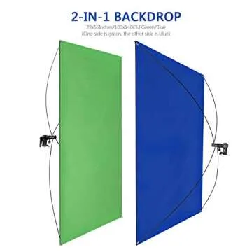 Neewer 39x55Inches/100x140CM Portable 2-in-1 Chromakey Blue/Green Backdrop Screen with 4 Flexible Rods/Bracket/Carry Bag for Live Streaming, Studio and TikTok/YouTube/Gaming Videos(Stand Not Included)