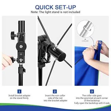 Neewer 39x55Inches/100x140CM Portable 2-in-1 Chromakey Blue/Green Backdrop Screen with 4 Flexible Rods/Bracket/Carry Bag for Live Streaming, Studio and TikTok/YouTube/Gaming Videos(Stand Not Included)