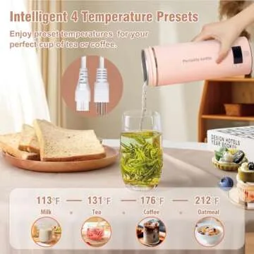 Travel Mini Electric Kettle with 4 Temperature Settings