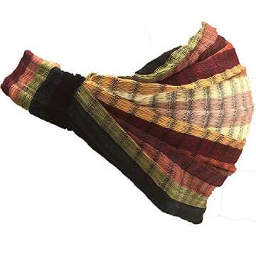 Extra Large 'Snug Fit' Headband Hair Scarf Woven Cotton Elastic Band Light Earthtone Medium Stripes