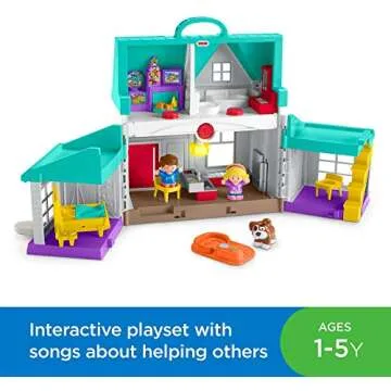 Fisher-Price Little People Toddler Toy Big Helpers Home Playset with Music Lights & Figures for Preschool Pretend Play Kids Ages 1+ Years