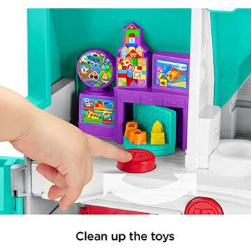 Fisher-Price Little People Toddler Toy Big Helpers Home Playset with Music Lights & Figures for Preschool Pretend Play Kids Ages 1+ Years