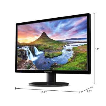 AOPEN by Acer 20CH1Q bi 19.5" HD (1366 x 768) NTSC 72% Color Gamut Tilt VESA Compatible Monitor for Work or Home (1 x HDMI & VGA Port), Black