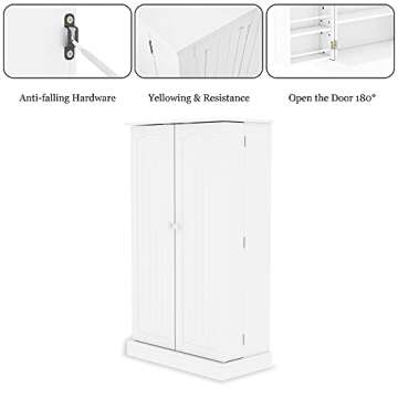 Yusong Kitchen Pantry Storage Cabinet with Doors and Adjustable Shelves, 71" Freestanding Cupboard Cabinets for Dining Room Living Room, White