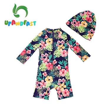 upandfast Toddler Floral Rash Guard Sun Protection Swimsuit