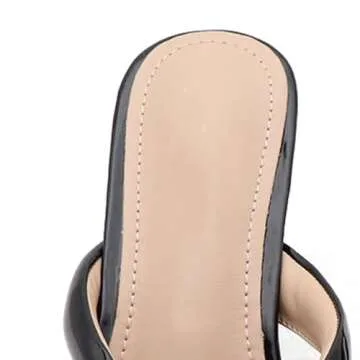 NEJKG Women's Open Square Toe Kitten Heels Thong Sandals Lightweight Non Slip Comfortable Slip-On Dress Heels Sandals for Party Vacation Summer Sandals (White,6)