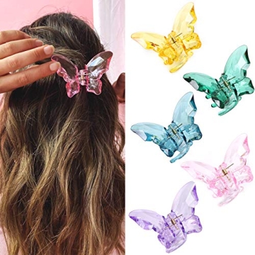 NAISIER Hair Claw Clips Jaw Clips 3.3 inch Girls Clear Butterfly Hair Clips, Beautiful Butterfly Hai...