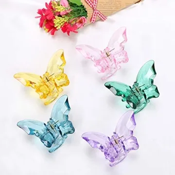 NAISIER Hair Claw Clips Jaw Clips 3.3 inch Girls Clear Butterfly Hair Clips, Beautiful Butterfly Hair Clips Hair Accessories for Girls and Women.(Large sized,5 pack)
