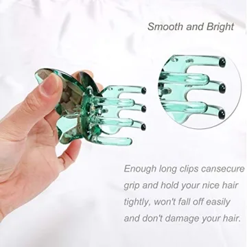 NAISIER Hair Claw Clips Jaw Clips 3.3 inch Girls Clear Butterfly Hair Clips, Beautiful Butterfly Hair Clips Hair Accessories for Girls and Women.(Large sized,5 pack)