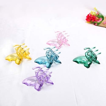 NAISIER Hair Claw Clips Jaw Clips 3.3 inch Girls Clear Butterfly Hair Clips, Beautiful Butterfly Hair Clips Hair Accessories for Girls and Women.(Large sized,5 pack)