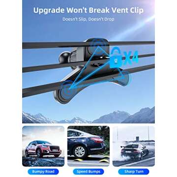 Phone Holder Mount for Car [ Off-Road Level & Stable Hook ] Windshield Dashboard Air Vent Universal Hands-Free Automobile Mounts Cell Phone Holder Fit for iPhone Smartphones