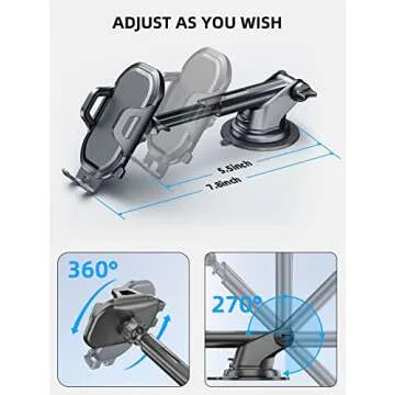 Phone Holder Mount for Car [ Off-Road Level & Stable Hook ] Windshield Dashboard Air Vent Universal Hands-Free Automobile Mounts Cell Phone Holder Fit for iPhone Smartphones