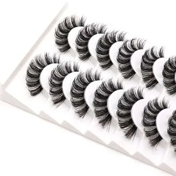 Veleasha Russian Strip Lashes with Clear Band Looks Like Eyelash Extensions D Curl Lash Strips 10 Pairs Pack (DT06)