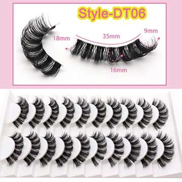 Veleasha Russian Strip Lashes with Clear Band Looks Like Eyelash Extensions D Curl Lash Strips 10 Pairs Pack (DT06)
